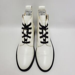White Abound Combat Side Zip Lace Up Boot Size 8.5
